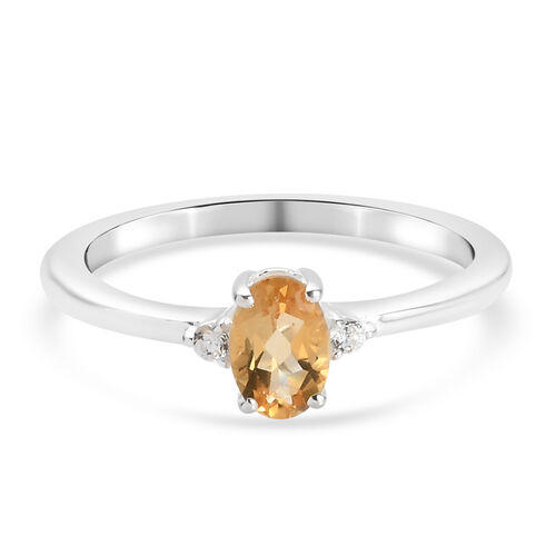 Citrin und Weißer Simulierter Diamant Ring 925 Silber  ca. 0,50 ct image number 0
