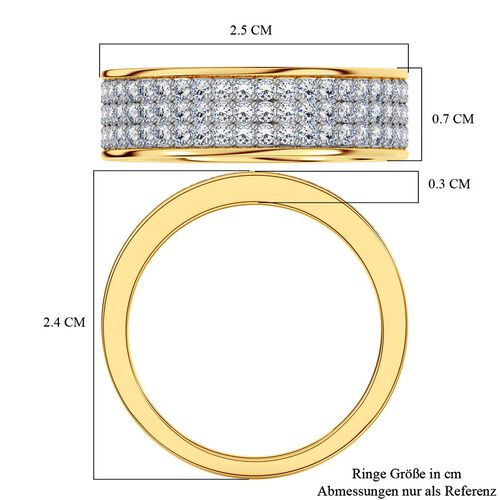 LUXURIANT DIAMOND - Lab Grown Diamant SI-GH SGL zertifiziert Ring, 925 Silber 750 Gelbgold Vermeil (Größe 17.00) ca. 1,00 ct image number 6