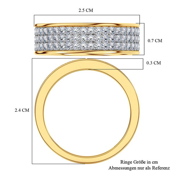LUXURIANT DIAMOND - Lab Grown Diamant SI-GH SGL zertifiziert Ring, 925 Silber 750 Gelbgold Vermeil (Größe 17.00) ca. 1,00 ct image number 6