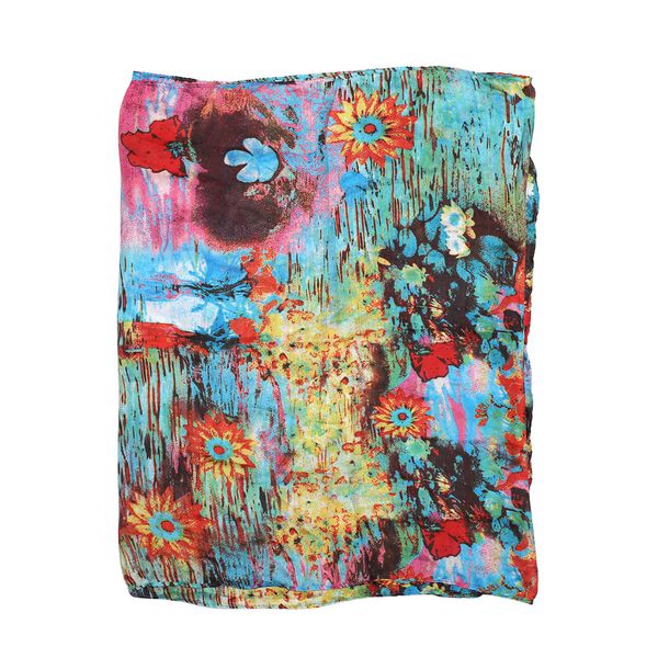 100 % nat&uuml;rlicher Seiden Schal, 165x50 cm, Blumenmuster, Mehrfarbig image number 5