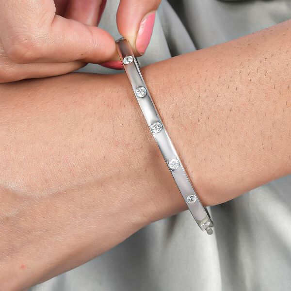 LUSTRO STELLA Hergestellt mit ZIRKONIA Armreif ca. 19 cm lange 925 Silber Platin-&Uuml;berzug 4,86 ct image number 3