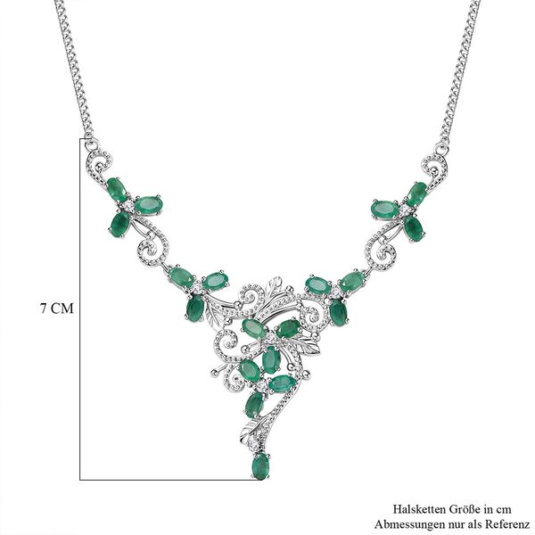 Kagem sambische Smaragd und Zirkon-Halskette, 45 cm - 4,78 ct. image number 5