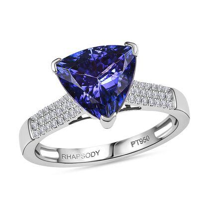 Rhapsody AAAA Tansanit, Wei&szlig;er Diamant Ring 950 Platin (Gr&ouml;&szlig;e 19.00) ca. 3,61 ct