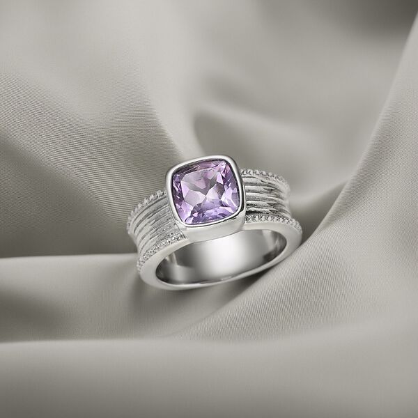 Rosa Amethyst Ring, Edelstahl (Größe 17.00) ca. 2.08 ct image number 1