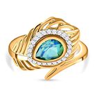 Pfau Triplett Quarz und wei&szlig;er Zirkon-Ring, 925 Silber vergoldet (Gr&ouml;&szlig;e 17.00) ca. 1,53 ct