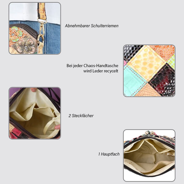 Chaos by Elsie- Echtleder Crossbody Bag mit RFID-Schutz und Kroko-Pr&auml;gung, Florales Muster image number 3