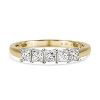 ILIANA Diamant-Ring, IGI zertifiziert SI G-H, 750 Gelbgold (Gr&ouml;&szlig;e 17.00) ca. 1,00 ct