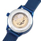 GENOA Automatik-Uhr: Blau Ausgehöhltes Sonnenstrahl-Zifferblatt und Edelstahlarmband, 10.25 cm image number 5