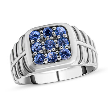 Ceylon-Saphir Ring, 925 Silber platiniert (Gr&ouml;&szlig;e 21.00) ca. 1,00 ct