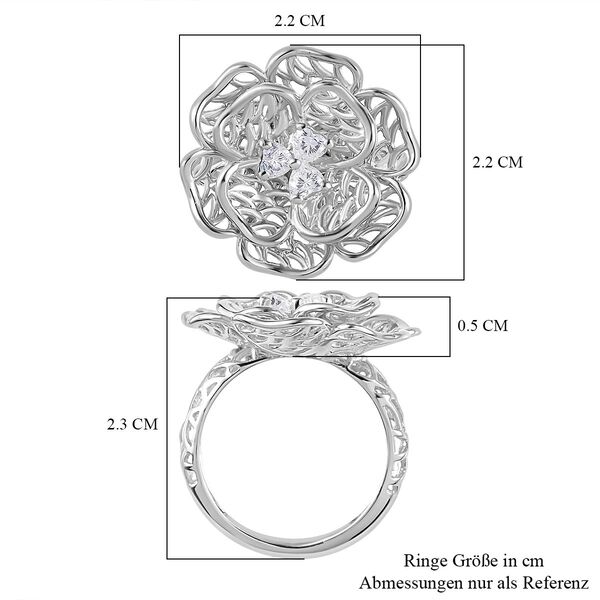Floraler Moissanit-Ring, 925 Silber rhodiniert - 0,33 ct. image number 7