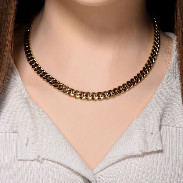 DESIGNER INSPIRIERT Panzer 316L Edelstahl Halskette ca. 45 cm ca. 55,70g, Goldfarben image number 2