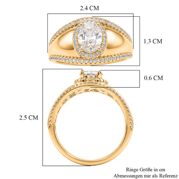 Wei&szlig;er Zirkonia Ring Nickelfreies Messing vergoldet (Gr&ouml;&szlig;e 17.00) image number 6
