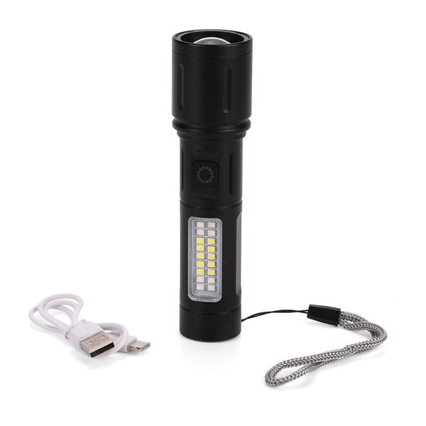 Wiederaufladbare Taschenlampe, 14x3,5cm, Schwarz image number 0