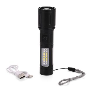 2er-Set LED-Taschenlampen aus Aluminium, wiederaufladbar, 14x3,5 cm, Schwarz 2er-Set LED-Taschenlampen aus Aluminium, wiederaufladbar, 14x3,5 cm, Schwarz