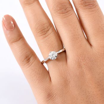 LUXURIANT SGL zertifizierter SI-GH Labor Diamant Solit&auml;r Ring, 925 Silber rhodiniert - 1 ct.