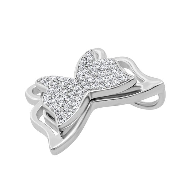 2er Set -  Wei&szlig;er Zirkonia Anh&auml;nger und Ohrringe, 925 Silber rhodiniert image number 2