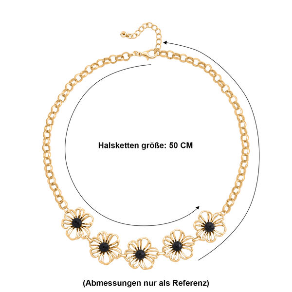 Schwarze Kristall Halskette ca. 50 cm + 5 cm Extender, Gelb image number 6