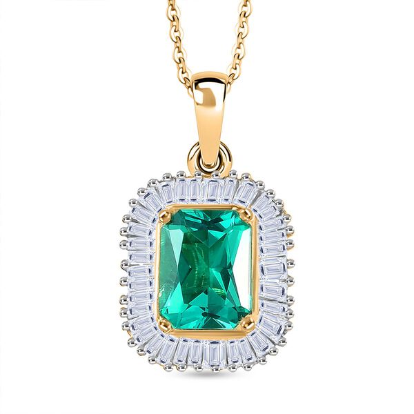AAA Lab Grown Kolumbianischer Smaragd, Lab Grown Diamant Schmuckset ca. 50 cm 925 Silber 750 Gelbgold Vermeil ca. 1.93 ct image number 0