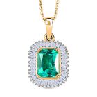 AAA Lab Grown Kolumbianischer Smaragd, Lab Grown Diamant Schmuckset ca. 50 cm 925 Silber 750 Gelbgold Vermeil ca. 1.93 ct