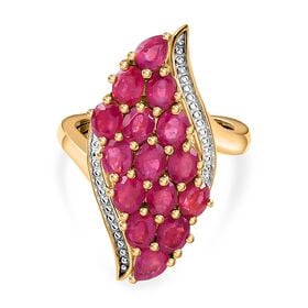 Afrikanischer Rubin (Fissure gefüllt) Ring, 925 Silber vergoldet (Größe 17.00) ca. 4.01 ct