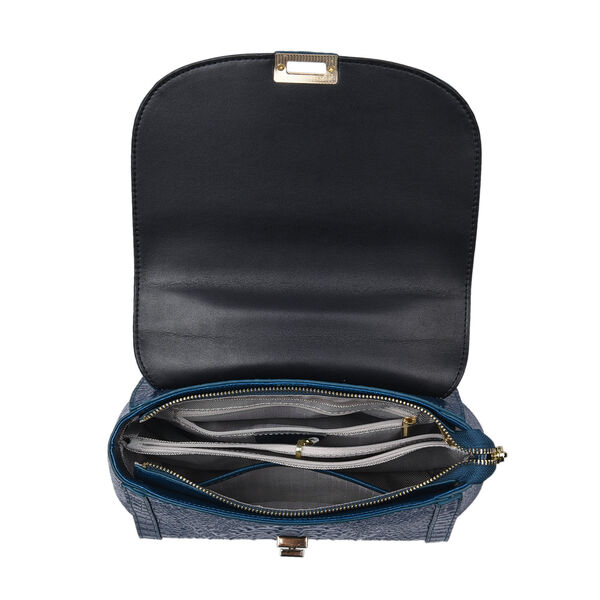 Luxus Crossbody Tasche mit Kroko-Prägung aus echtem Leder, Blau image number 6