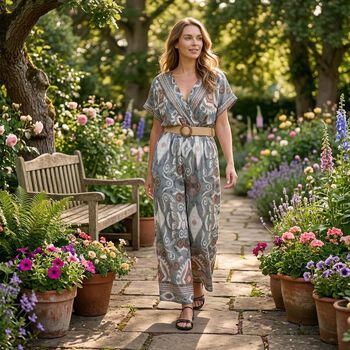 LA MAREY Jumpsuit, mit G&uuml;rtel, 136 cm L&auml;nge, 65 cm Brustweite, Gr&uuml;n