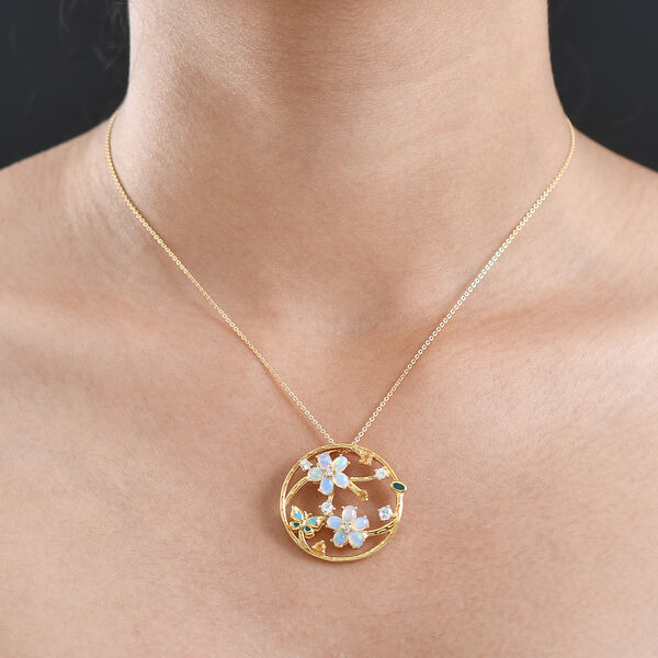 GP Italian Garden Kollektion- AA äthiopischer Welo Opal, Citrin, Zirkon und blauer Saphir Anhänger mit 50cm Kette - 1,49 ct. image number 3