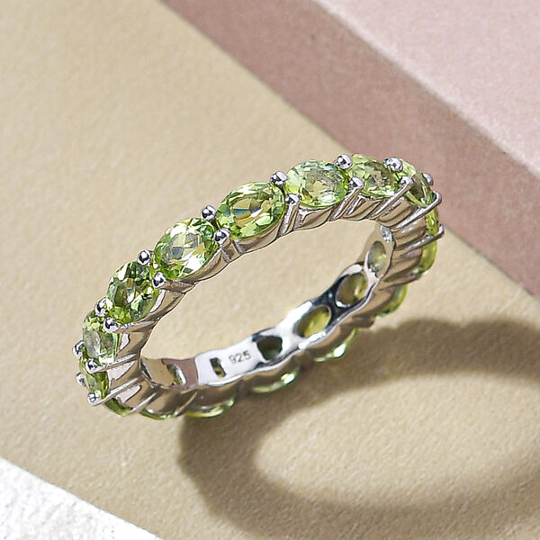 Nat&uuml;rlicher Peridot-Ring, 925 Silber platiniert  ca. 3,10 ct image number 2