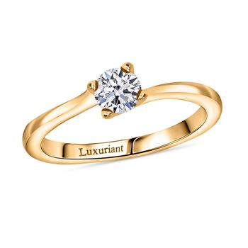 LUXURIANT SI-GH Labor Diamant Ring, 925 Silber 750 Gelbgold Vermeil - 0,33 ct.