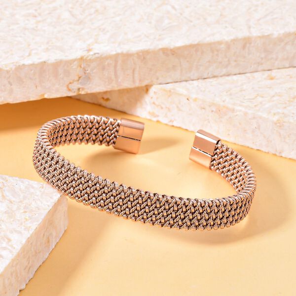 Geflochtenes Designer-Armreif ca. Flexibles cm ca. 20,50g, rosévergoldet image number 2