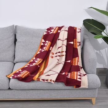 Wolkenweiche Sherpa-Decke mit Indianerzelt-Muster, 150x200 cm, Rot