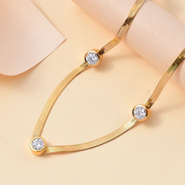 J Francis gefertigt mit SWAROVSKI-  Swarovski Zirkonia Halskette, 45cm, 925 Silber 750 Gelbgold Vermeil image number 2