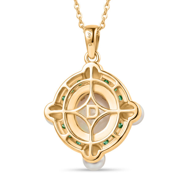 D'Joy nat&uuml;rlicher, &auml;thiopischer Welo Opal, Perle und Smaragd Anh&auml;nger mit 50cm Kette image number 5