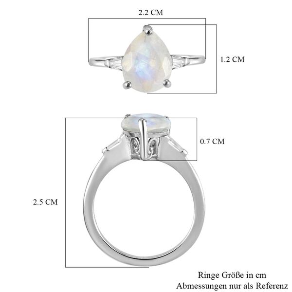 Premium Regenbogen Mondstein und Zirkon-Ring, 925 Silber platiniert  ca. 2,46 ct image number 7