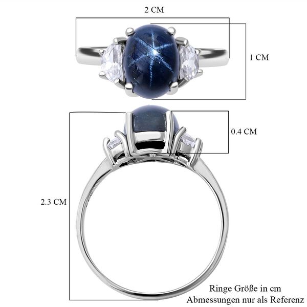 Blauer Stern Saphir und Zirkon-Ring - 3,46 ct. image number 4