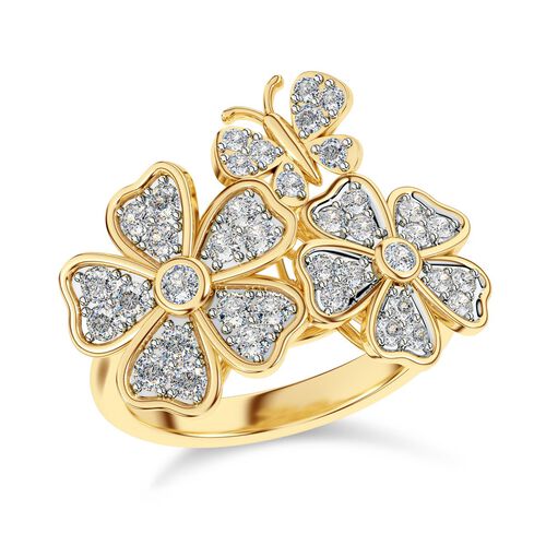 LUXURIANT DIAMOND -Lab Grown Diamant SI-GH Ring 925 Silber 750 Gelbgold Vermeil (Größe 17.00) ca. 1.00 ct image number 4