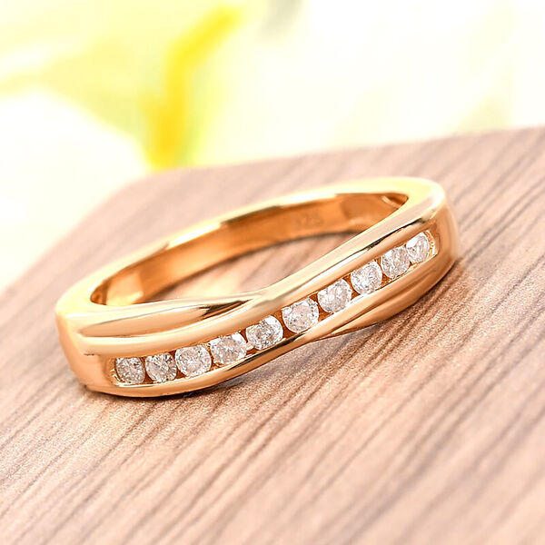 Weißer Diamant P Ring 925 Silber Vermeil YG ca. 0,25 ct. image number 2