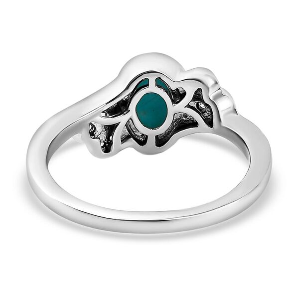 Amerikanischer, nat&uuml;rlicher Sleeping Beauty T&uuml;rkis und wei&szlig;er Zirkon-Ring, 925 Silber platiniert  ca. 0,86 ct image number 6