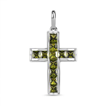 Peridot Zirkonia Kreuz Anh&auml;nger 925 Silber ca. 2.45 ct