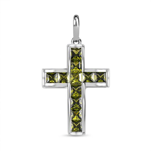 Peridot Zirkonia Kreuz Anhänger 925 Silber ca. 2.45 ct image number 0