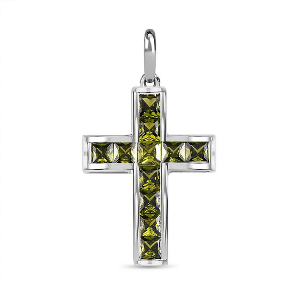 Peridot Zirkonia Kreuz Anh&auml;nger 925 Silber ca. 2.45 ct