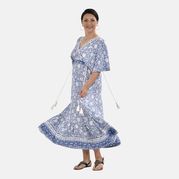 Boho-Chic Maxikleid mit Quasten, Einheitsgr&ouml;&szlig;e, blau image number 8