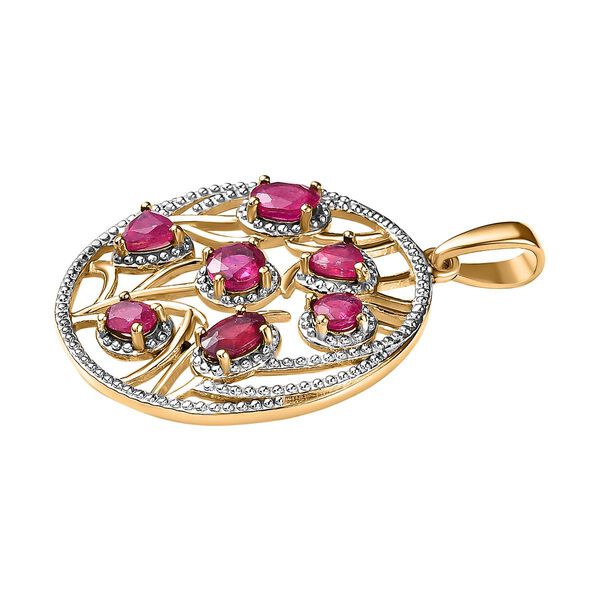 Afrikanischer Rubin (Fissure gefüllt) Anhänger 925 Silber Gelbgold Vermeil ca. 2.43 ct image number 4