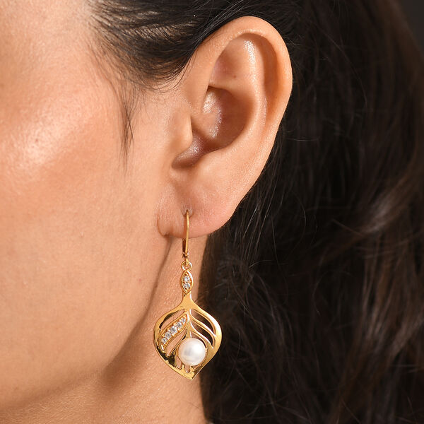 EVER TRUE S&uuml;&szlig;wasser Perle (7-7.5 mm), Wei&szlig;er Zirkon Ohrringe Nickelfreies Messing image number 2