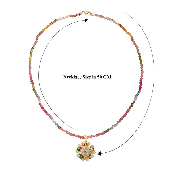 D'Joy Mehrfarbig-Turmalin, Nat&uuml;rlicher, &auml;thiopischer Welo Opal Schmuckset ca. 45 cm 925 Silber 750 Gelbgold Vermeil ca. 33,98 ct. image number 5