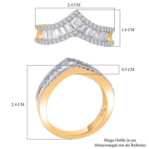 LUSTRO STELLA Wei&szlig;er Zirkonia-Ring, 925 Silber Gelbgold Vermeil - 1,54 ct. image number 6