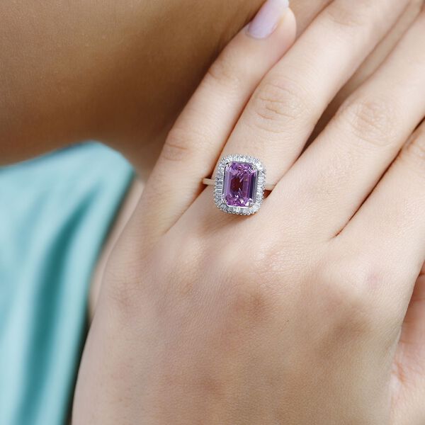 AAAA Patroke Kunzit und Diamant Ring in 950 Platin - 3,80 ct. image number 11