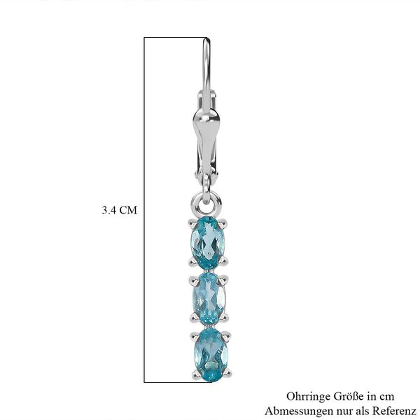 Paraiba-Apatit Ohrringe 925 Silber platiniert ca. 1,52 ct. image number 6
