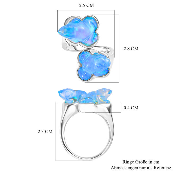 Sajen Silber - Blauer Opaltraum mit Kristallfrosch (Dublette) Ring 925 Silber rhodiniert (Größe 20.00) ca. 12.16 ct image number 7