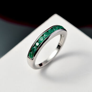 Socoto Smaragd Ring 925 Silber platiniert (Gr&ouml;&szlig;e 19.00) ca. 0,58 ct